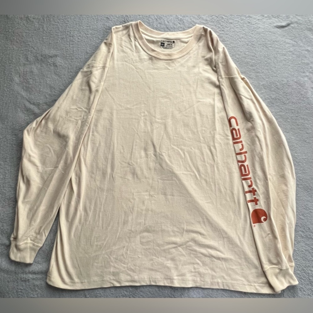 2XL Cream Carhartt Loose Fit Heavyweight Long Sleeve Shirt